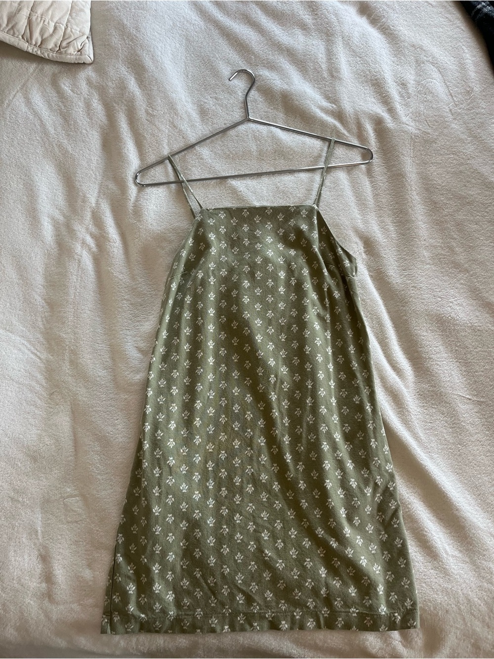 Monteau Olive Green Floral Slip Midi Dress